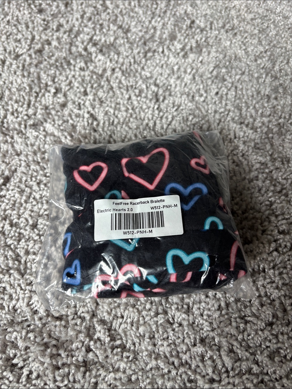 MeUndies Black Racerback Bralette with Pink & Blue Hearts